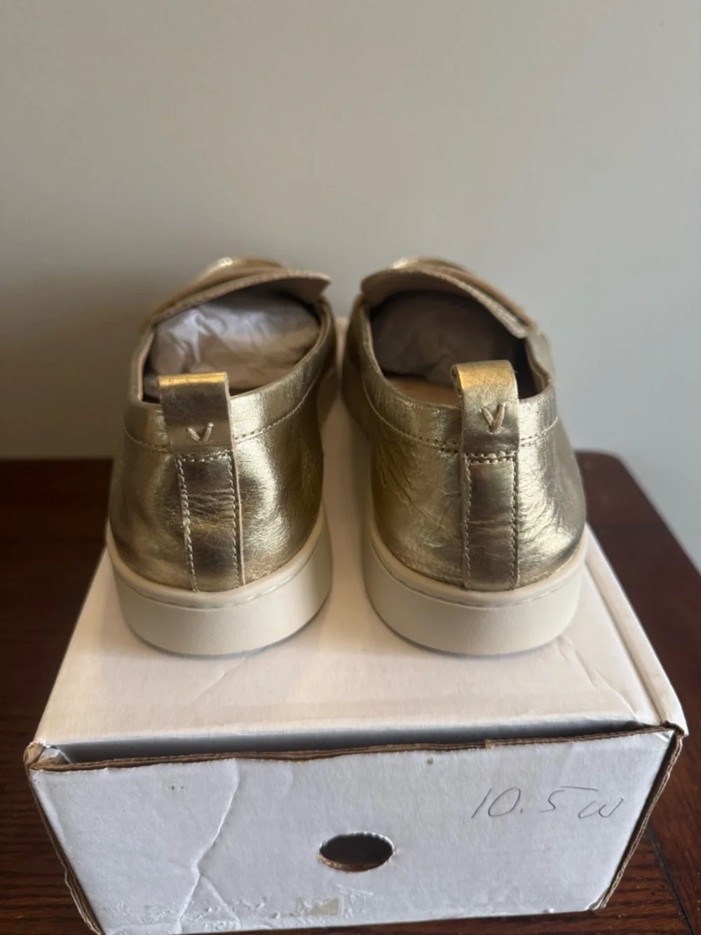 Vionic Uptown Metallic Gold Platform‎ Penny Loafers NEW 10.5 wide
